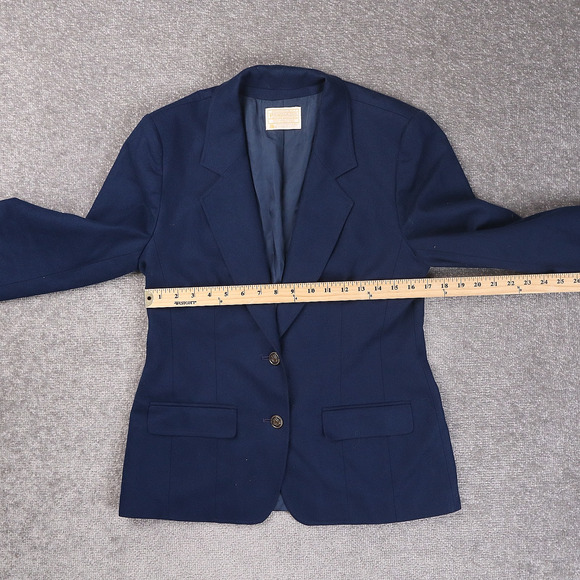 Womens Vintage Pendleton Wool PTP 17 Inches Small Blue Long Sleeve Blazer - Picture 4 of 10